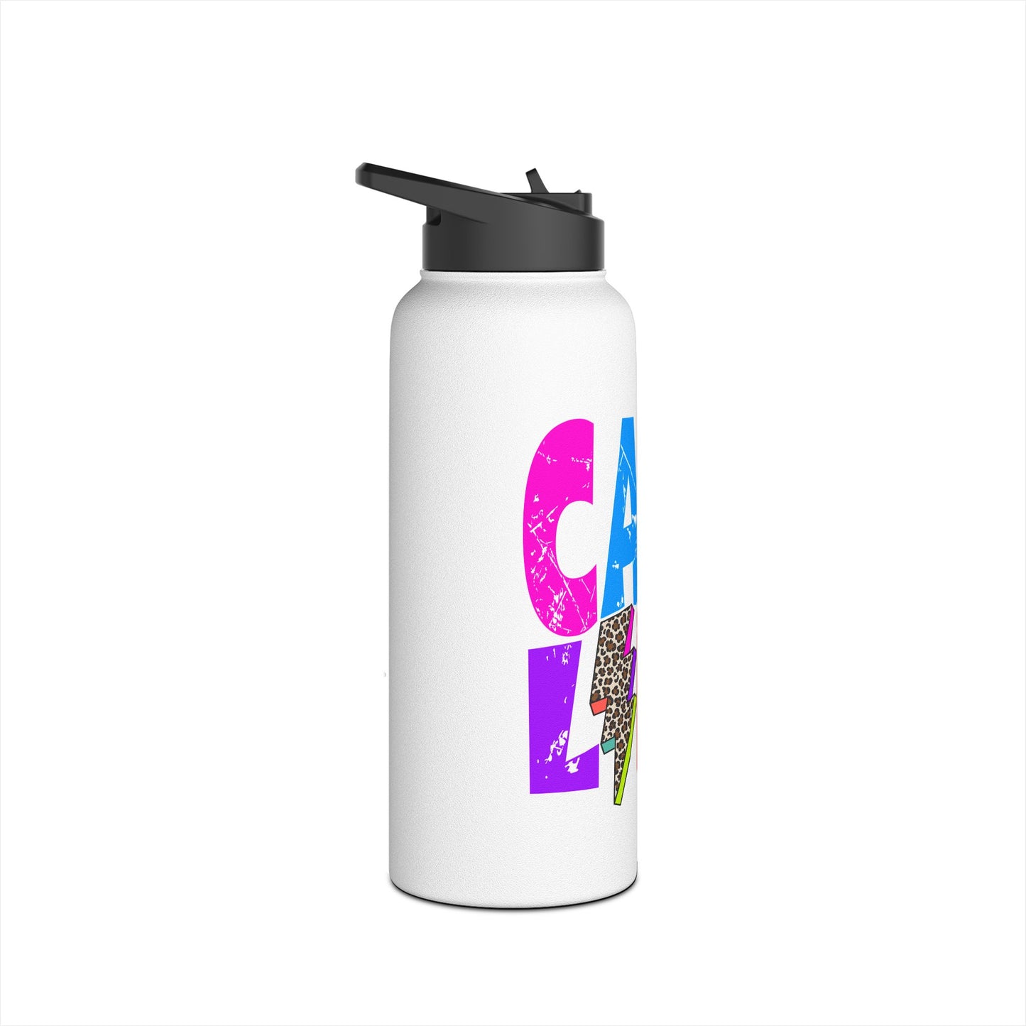 Camp Life Neon Stainless Steel Water Bottle - BLACK