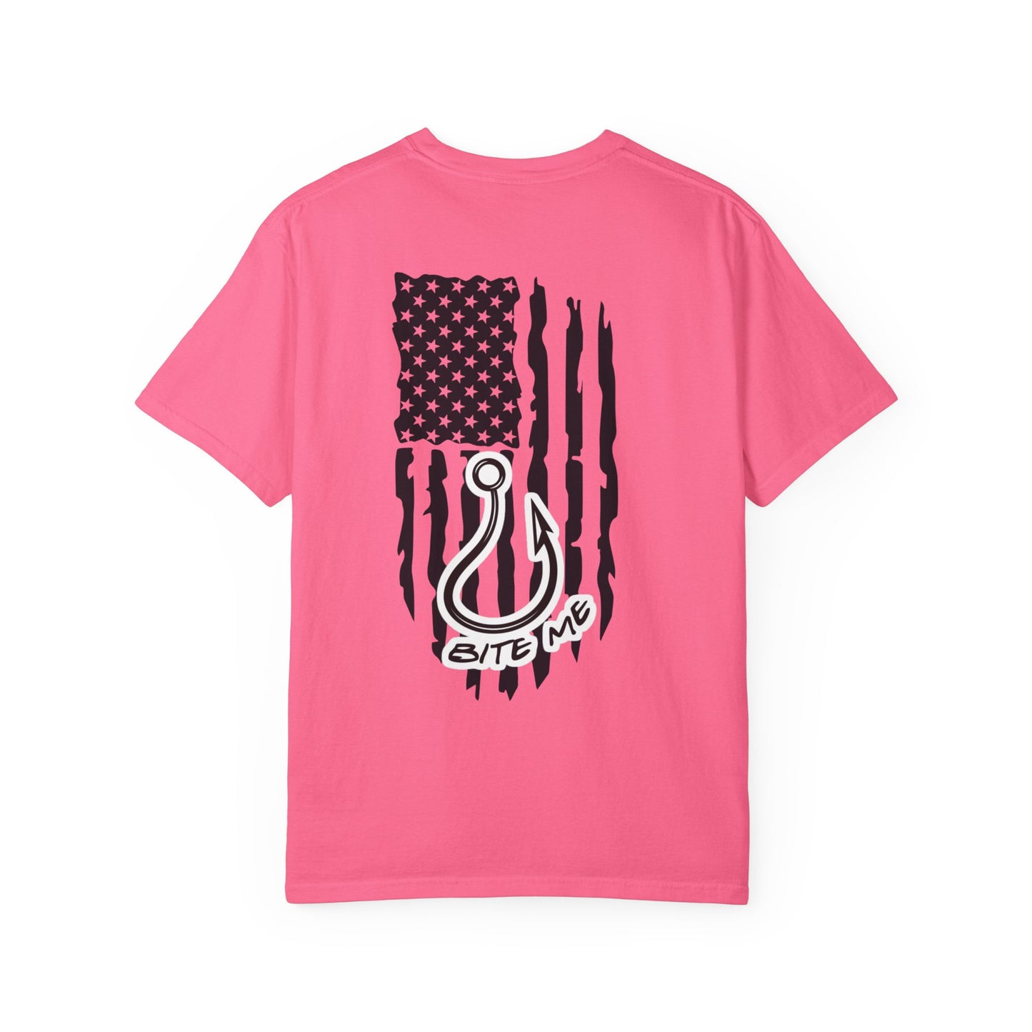 Fishing Hook Flag T-Shirt — "Bite Me" Back Graphic