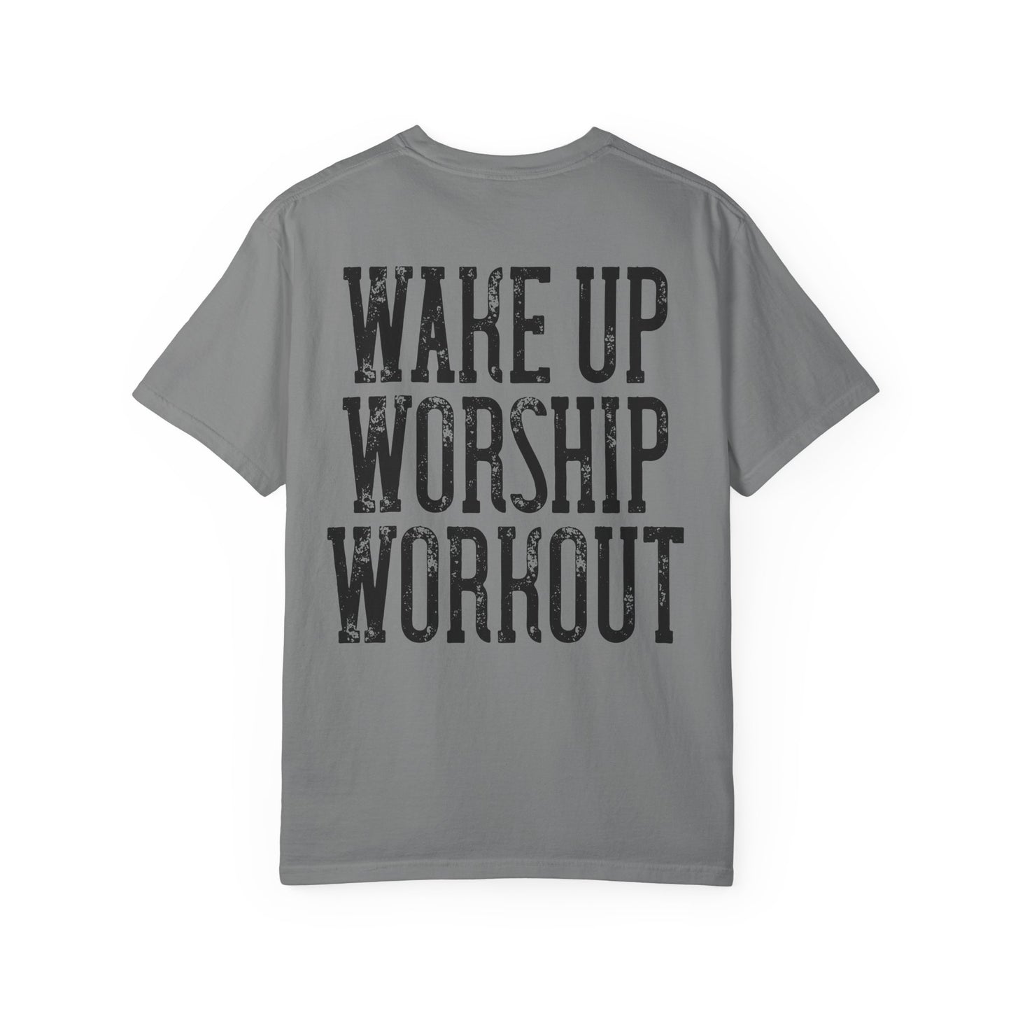 "Wake Up Worship Workout" Men's Tee - Front& Back