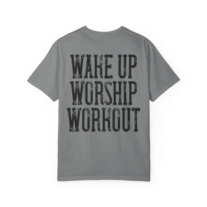 "Wake Up Worship Workout" Men's Tee - Front& Back