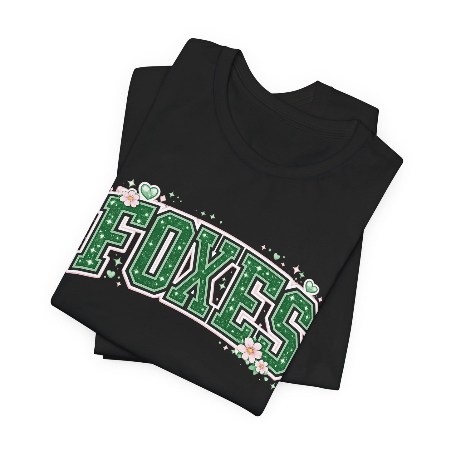 Foxes Vintage Collegiate Tee — Green Varsity Letter Graphic