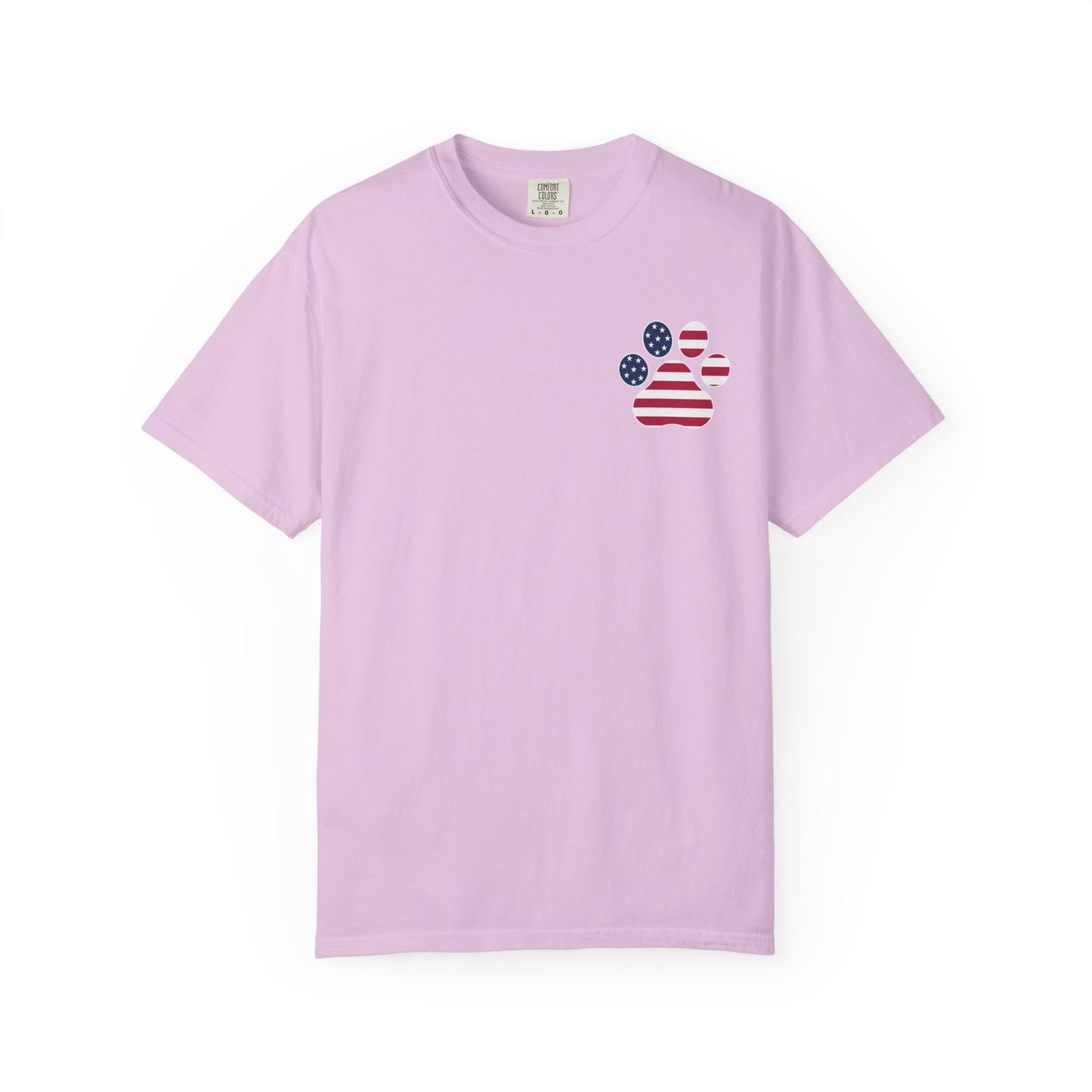 Patriotic Messy Bun T-Shirt — American Flag Bandana & Sunglasses