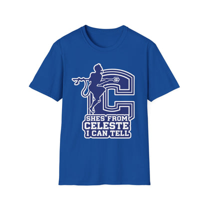 Celeste Cheer T-Shirt — "She's From Celeste I Can Tell" Graphic Tee