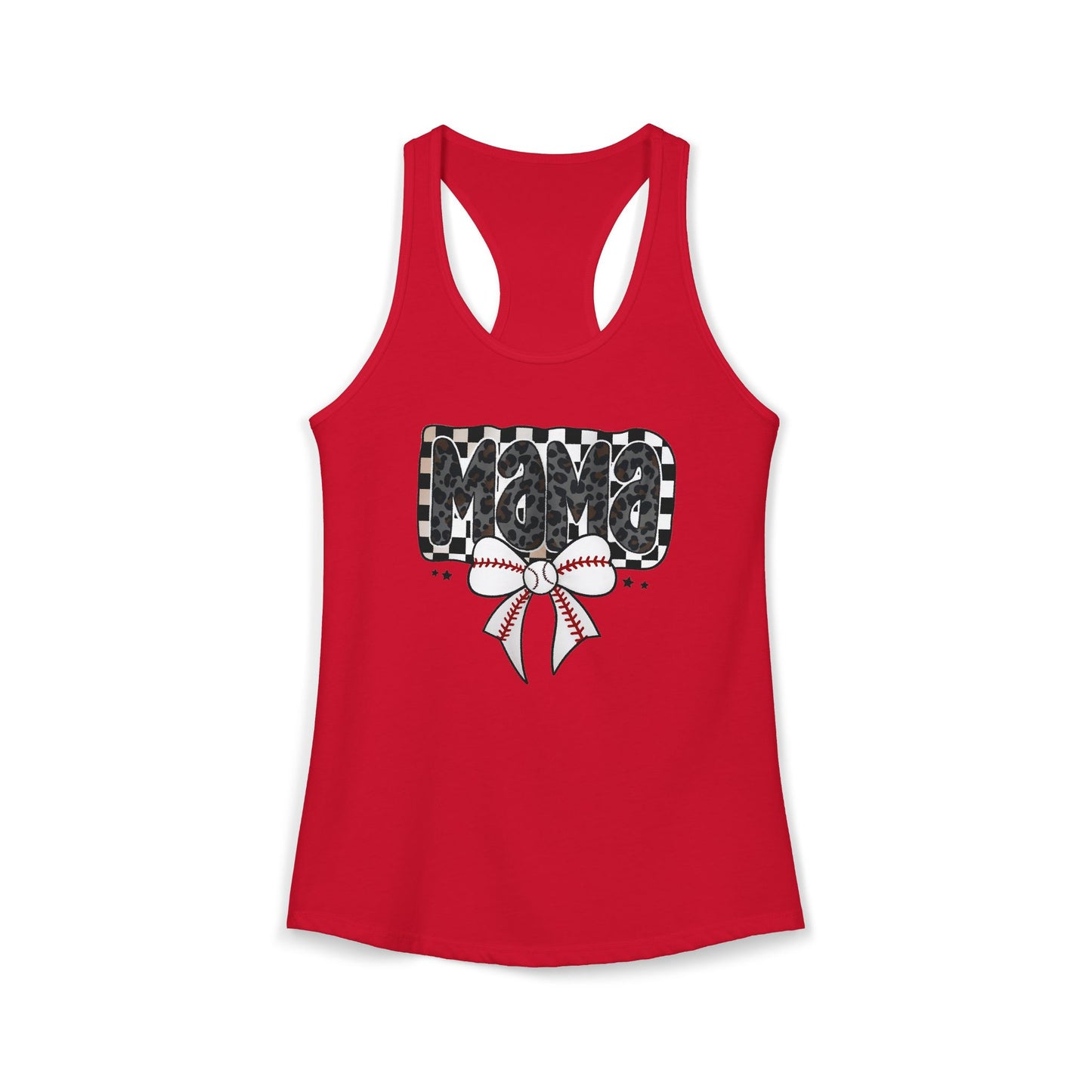 Baseball Checkered Mama Racerback Tank