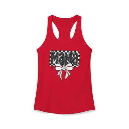 Baseball Checkered Mama Racerback Tank