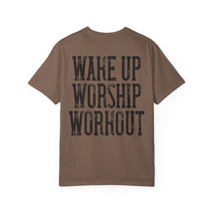 "Wake Up Worship Workout" Men's Tee - Front& Back