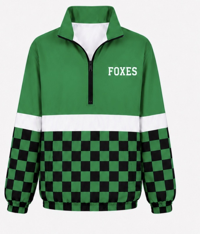 Foxes Green& Black Checkered Windbreaker
