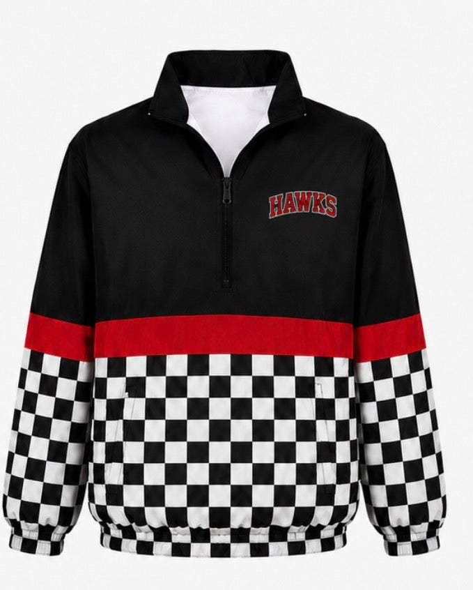 Hawks White& Black Checkered Windbreaker