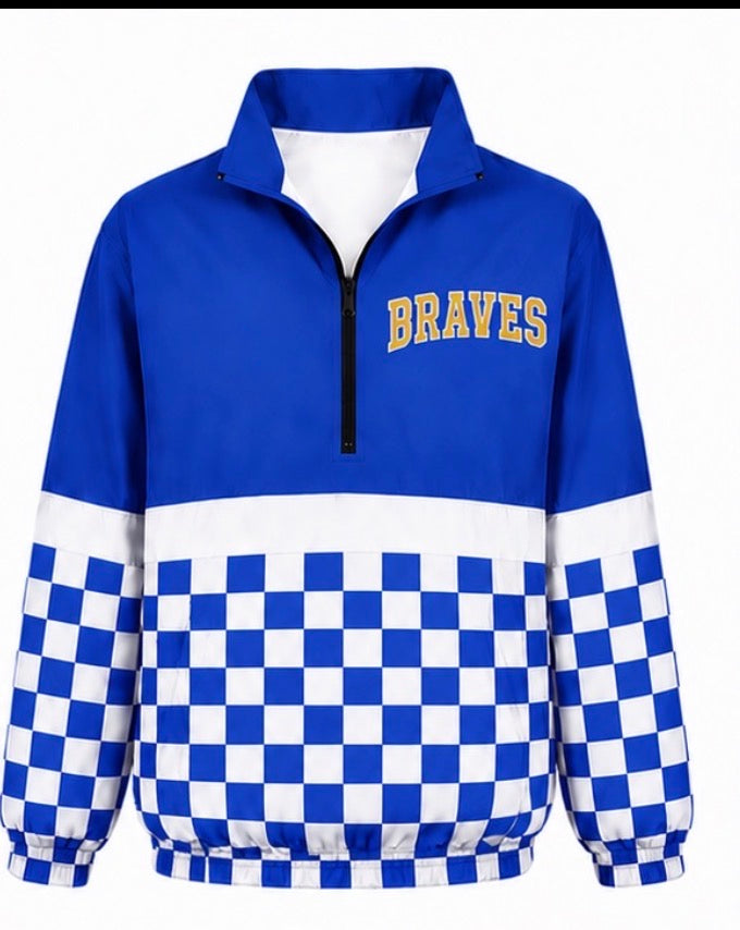 Braves Blue& White Checkered Windbreaker
