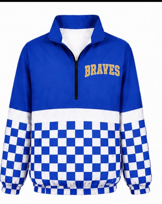 Braves Blue& White Checkered Windbreaker