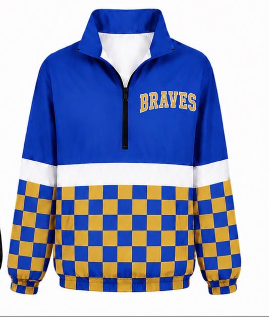 Braves Gold& Blue Checkered Windbreaker